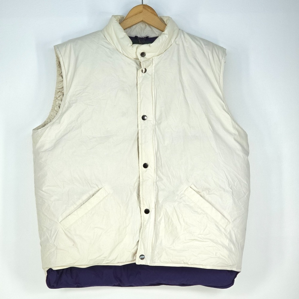 1990s Vintage J Crew Oarsman Goose Down Puffer Vest XL Ivory Mountaincore Warmer
